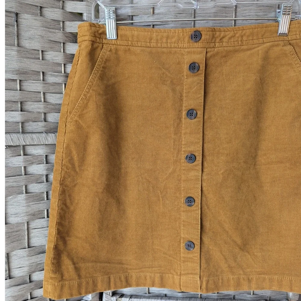 J.Crew Corduroy‎ Mini Skirt Ochre Yellow Mustard Button Front Sz 10 Retro Mod